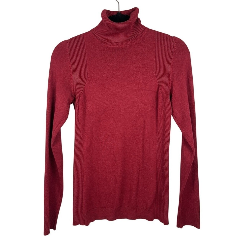 The Limited Womens Red Ribbed Trim Turtleneck Sweater Longโ Sleeve Size S